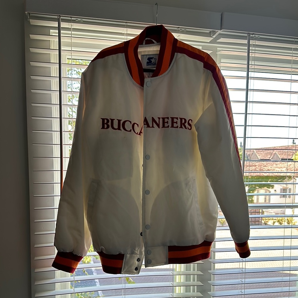 White and Red Buccaneers Jacket